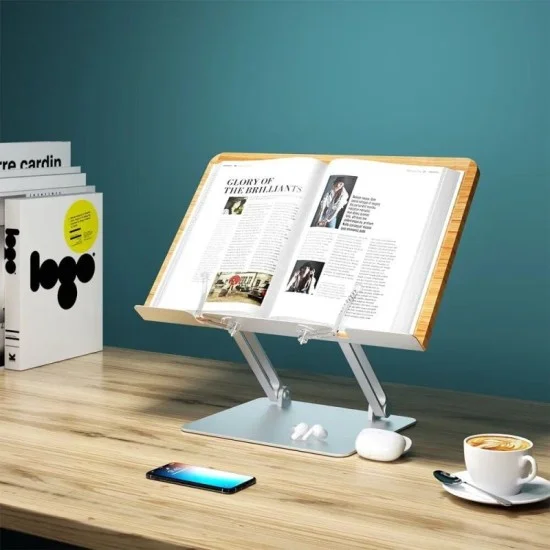 Gamvity Modern Ergonomic Adjustable Acrylic Book & Laptop Stand &ndash; Foldable & Portable _ Silver